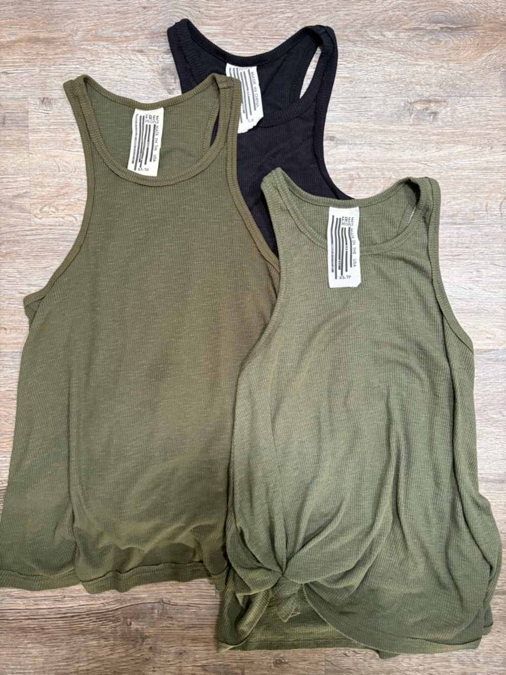 Free People Ribbed Tank Tops in Olive and Black - Knot Front - Picture 9 of 13